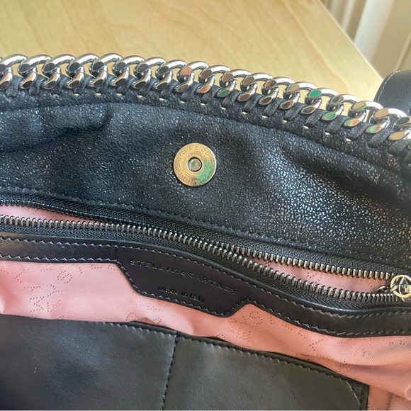 Stella McCartney Falabella black quilted tote with silver chain hardware vegan - Picture 9 of 16